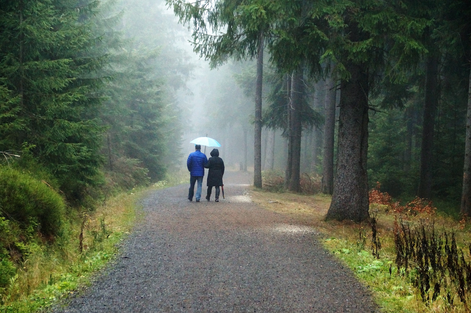 Couple in cloudy weather